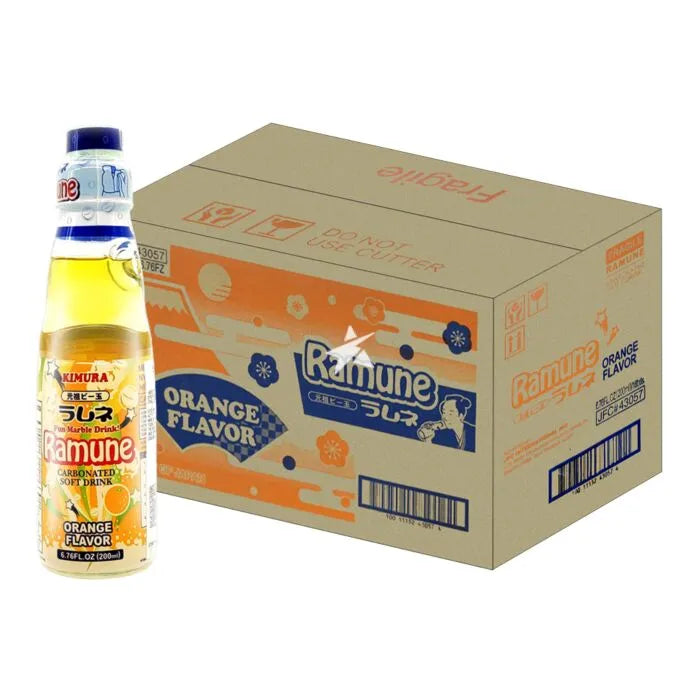 Kimura Ganso Ramune - Orange Flavour 200ml (Case of 18)