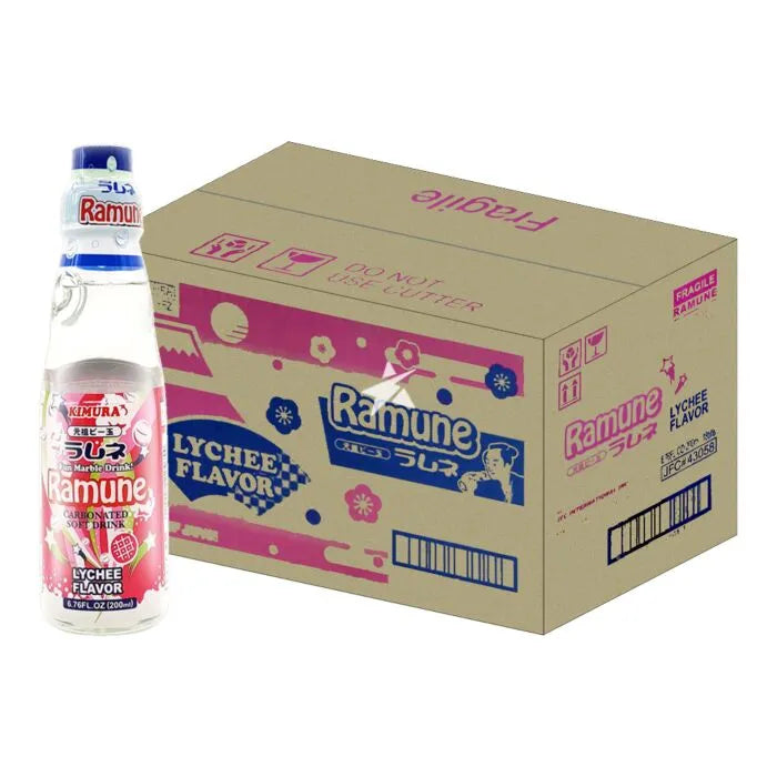 Kimura Ganso Ramune - Lychee Flavour 200ml (Case of 18)