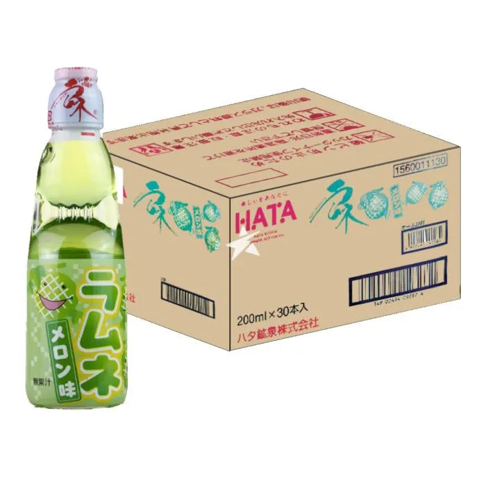 Hatakosen Ramune Soda - Melon Flavour 200ml (Case of 30 Bottles)