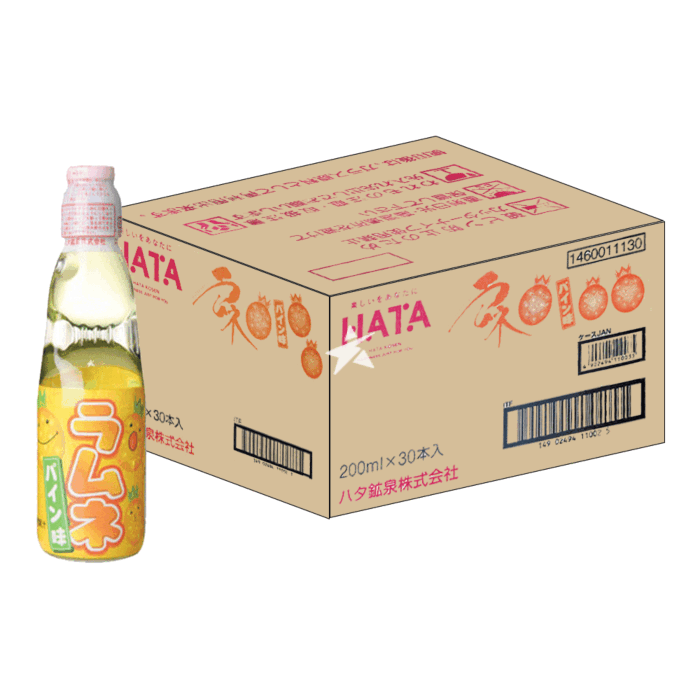 Hatakosen Ramune Soda - Pineapple Flavour 200ml (Case of 30 Bottles)