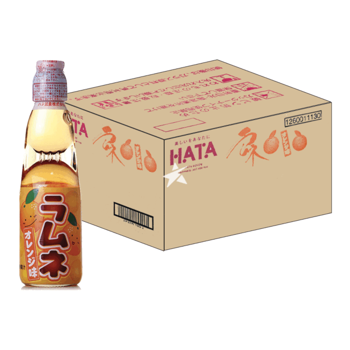 Hatakosen Ramune Soda - Orange Flavour 200ml (Case of 30 Bottles)