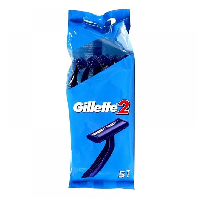 Gillette 2 Disposable Shaving Razors 5 Pack - Case of 6