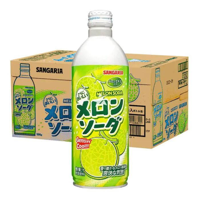 Sangaria Ramune Bottle Melon Flavour 500ml (Case of 24 Cans)