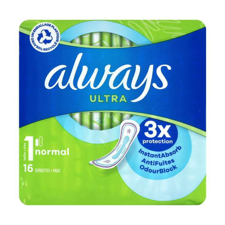 Always Ultra Normal Sanitary Pads 16 Pack - Case of 16