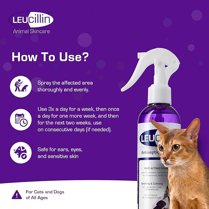 Leucillin Natural Antiseptic Spray - Antibacterial, Antifungal & Antiviral for All Animals (150ml)