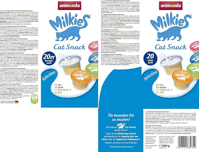 Animonda Milkies Power – Cat Milk Portions, Selection Pack (20 Cups x 15g)